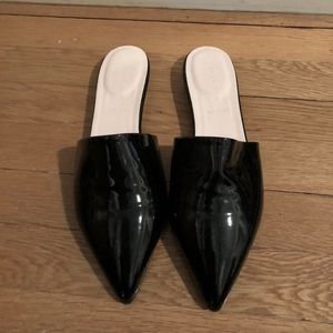 Everlane Black Patent Slides